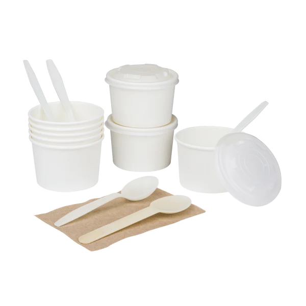 Karat Earth 8oz Eco-Friendly Paper Food Containers (90.8mm), White - 1,000 pcs - Image 8
