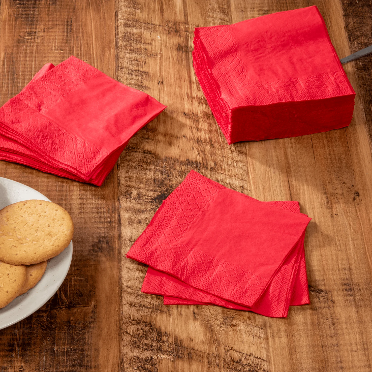 [1,000 ct] 9.5" x9.5" Beverage Napkins, Red - Image 4