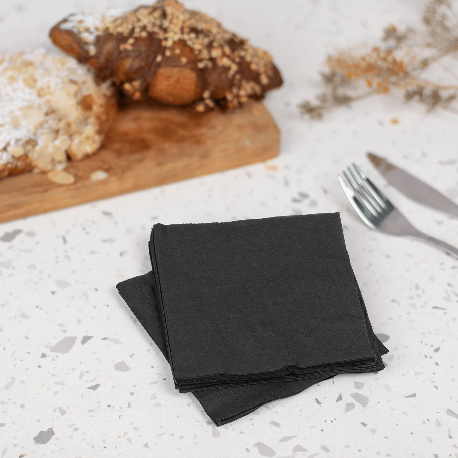 [4,000 ct] 9.5" x9.5" Beverage Napkins, Black - Image 3