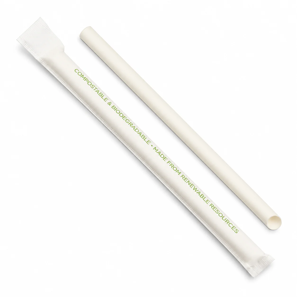 Karat Earth 9" Diagonal Cut Colossal Paper Straw Paper Wrapped, White - 1,600 pcs - Image 2