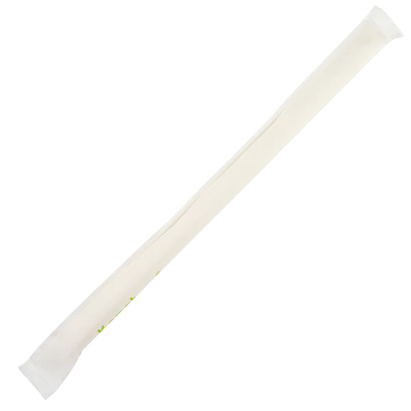 Karat Earth 9" Diagonal Cut Colossal Paper Straw Paper Wrapped, White - 1,600 pcs - Image 4