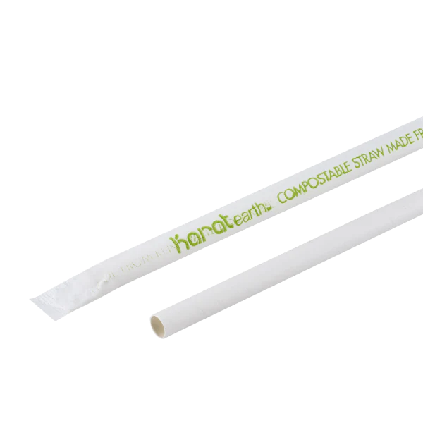 Karat Earth 9" Giant Paper Straw (7mm) Wrapped, White - 1,200 pcs - Image 3