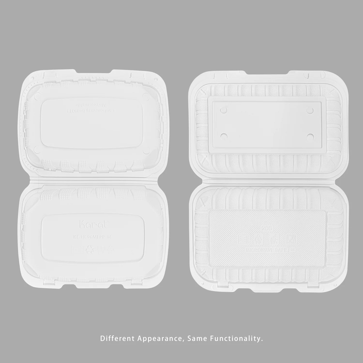 Karat Earth 9" x 6" Mineral Filled PP Hinged Container, White - 250 pcs - Image 8