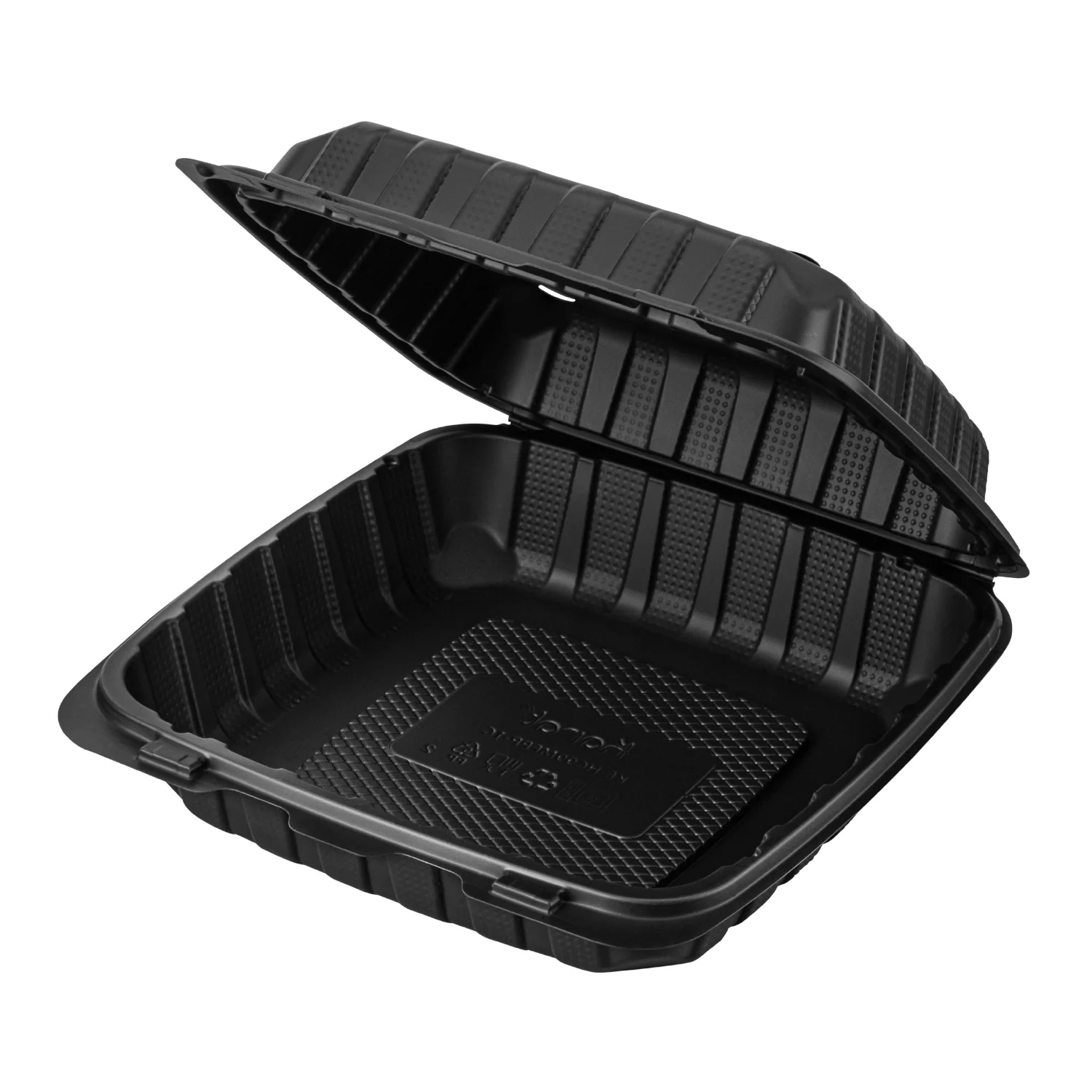 Karat Earth 9" x 9" Mineral Filled PP Hinged Container, Black - 120 pcs - Image 2