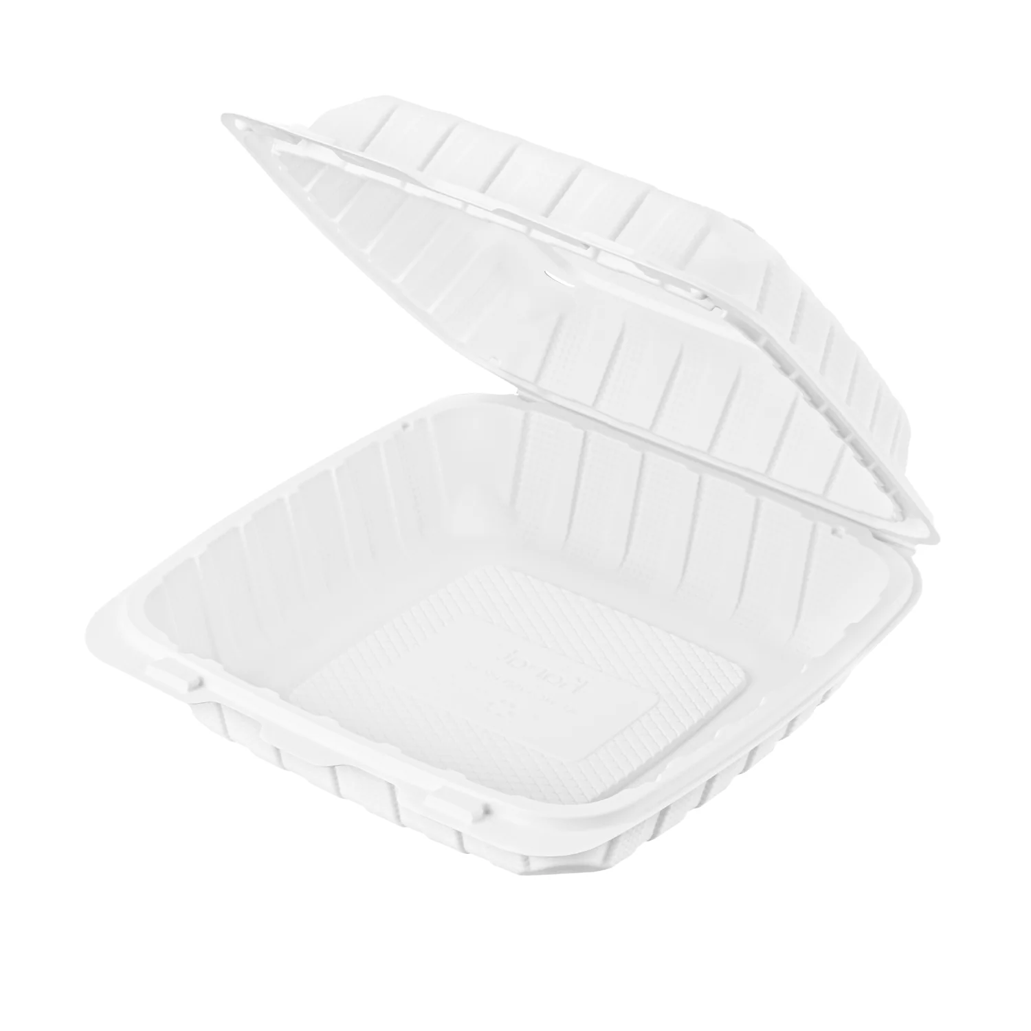 Karat Earth 9" x 9" Mineral Filled PP Hinged Container, White - 120 pcs - Image 2