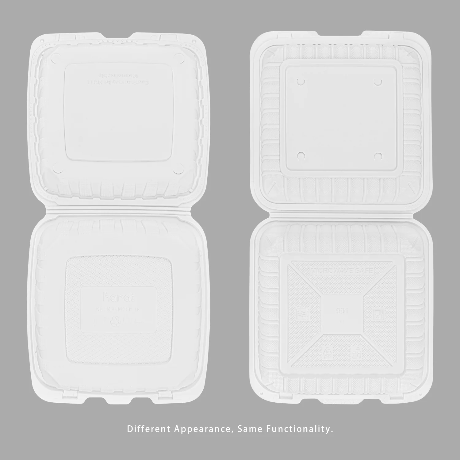 Karat Earth 9" x 9" Mineral Filled PP Hinged Container, White - 120 pcs - Image 8