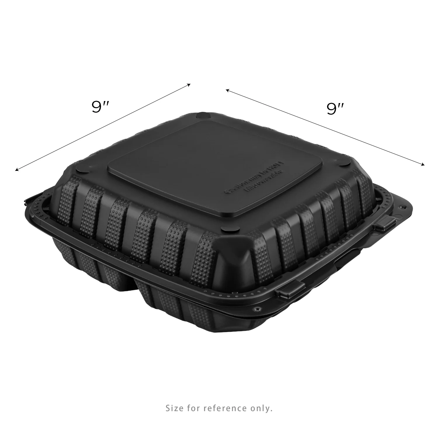 Karat Earth 9" x 9" Mineral Filled PP Hinged Container, Black, 3 compartments - 120 pcs - Image 5