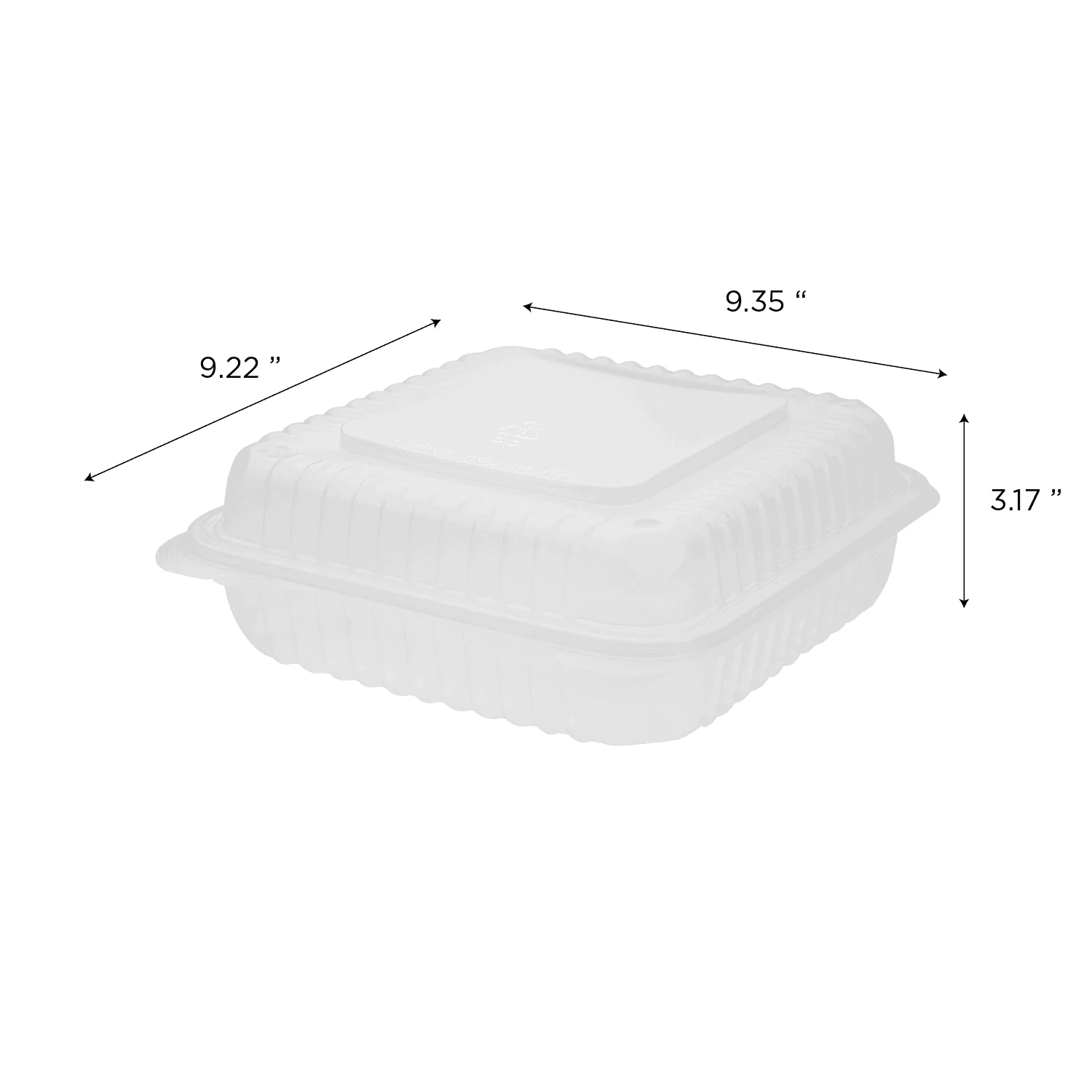 [200 ct] 9'' x 9'' Hinged Food Containers | PP | Clear - Image 4