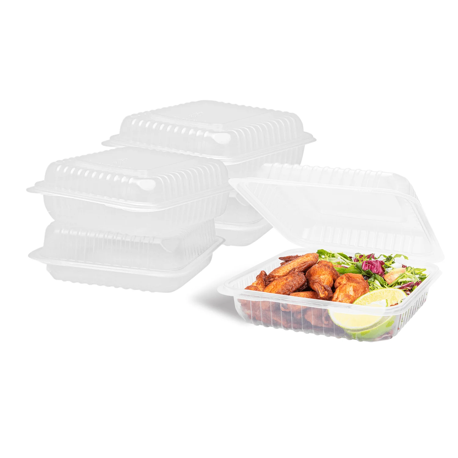 [200 ct] 9'' x 9'' Hinged Food Containers | PP | Clear - Image 8