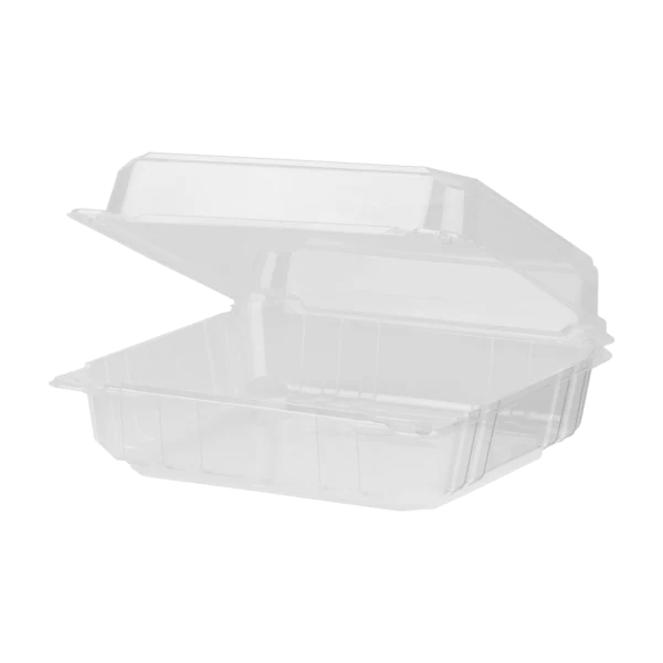 Karat Earth 9''x9" PLA Hinged Container, Clear - 200 pcs - Image 3