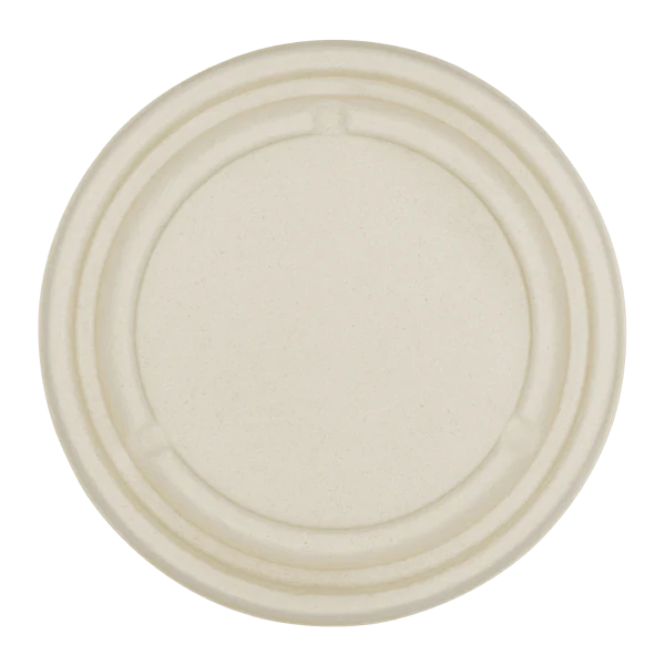 Karat Earth Bagasse Flat Lid for 16-24 oz Bagasse Take Out Bowl, Round - 500 pcs - Image 3