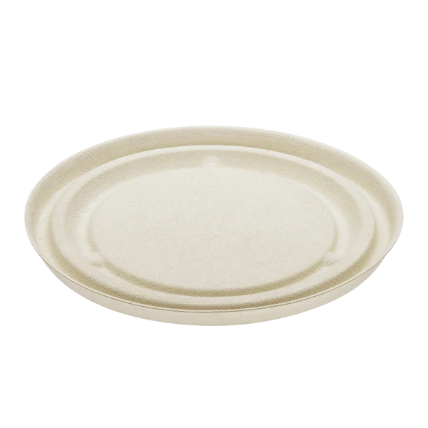Karat Earth Bagasse Flat Lid for 16-24 oz Bagasse Take Out Bowl, Round - 500 pcs - Image 4