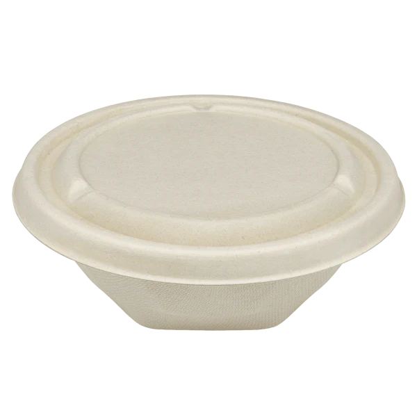 Karat Earth Bagasse Flat Lid for 16-24 oz Bagasse Take Out Bowl, Round - 500 pcs - Image 5