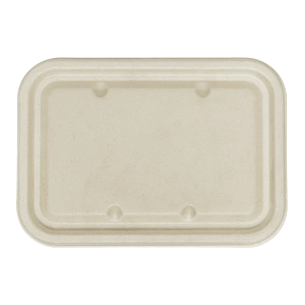 Karat Earth Bagasse Flat Lid for 16-24 oz Bagasse Take Out Container, Rectangular - 500 pcs - Image 3