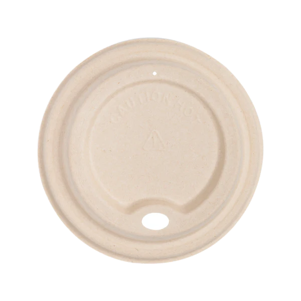 Karat Earth 90mm PFAS Free Bagasse Sipper Dome Lids for 10-24oz Hot Cups, Natural - 500 pcs - Image 4