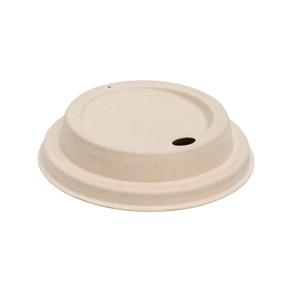 Karat Earth 90mm PFAS Free Bagasse Sipper Dome Lids for 10-24oz Hot Cups, Natural - 500 pcs - Image 6