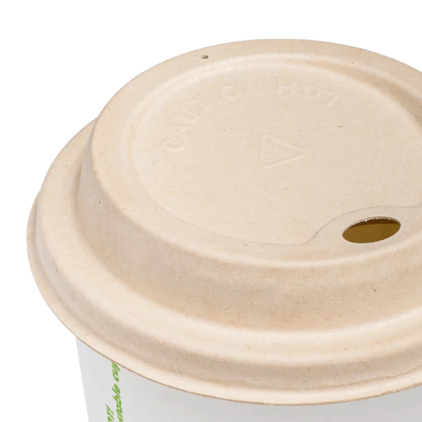 Karat Earth 90mm PFAS Free Bagasse Sipper Dome Lids for 10-24oz Hot Cups, Natural - 500 pcs - Image 9