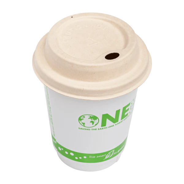 Karat Earth 80mm PFAS Free Bagasse Sipper Dome Lid for 8 oz. Hot Cup, Natural - 500 pcs - Image 10