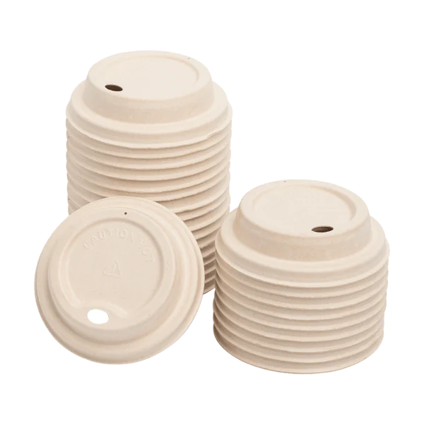 Karat Earth 80mm PFAS Free Bagasse Sipper Dome Lid for 8 oz. Hot Cup, Natural - 500 pcs - Image 3