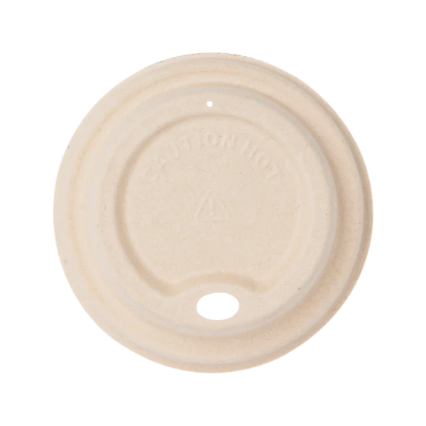 Karat Earth 80mm PFAS Free Bagasse Sipper Dome Lid for 8 oz. Hot Cup, Natural - 500 pcs - Image 5
