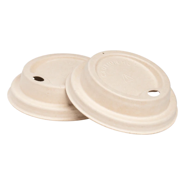 Karat Earth 80mm PFAS Free Bagasse Sipper Dome Lid for 8 oz. Hot Cup, Natural - 500 pcs - Image 8