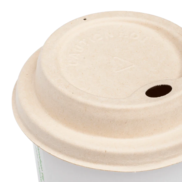 Karat Earth 80mm PFAS Free Bagasse Sipper Dome Lid for 8 oz. Hot Cup, Natural - 500 pcs - Image 9
