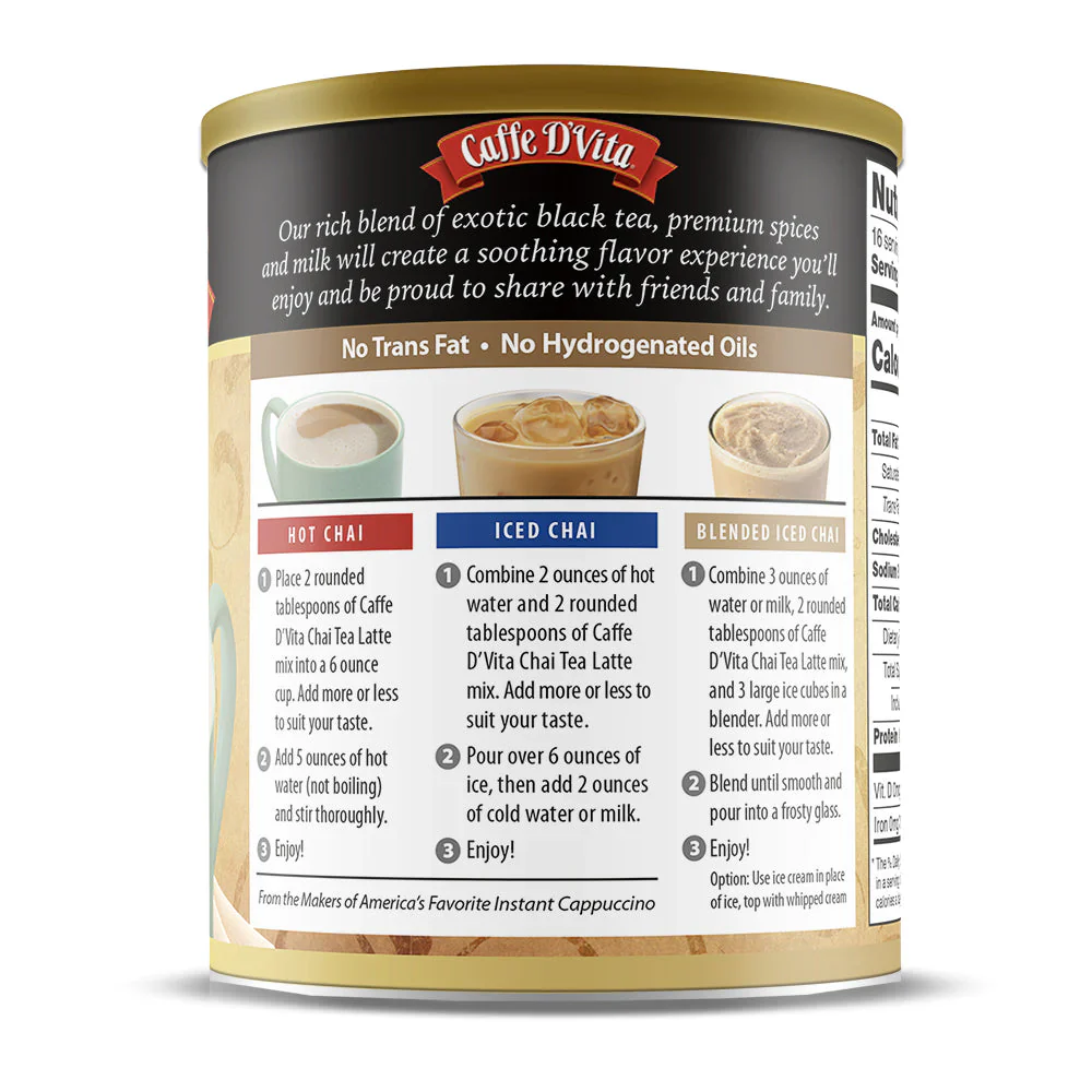 Caffe D'Vita Spiced Chai Latte - Can (16oz) - Image 3