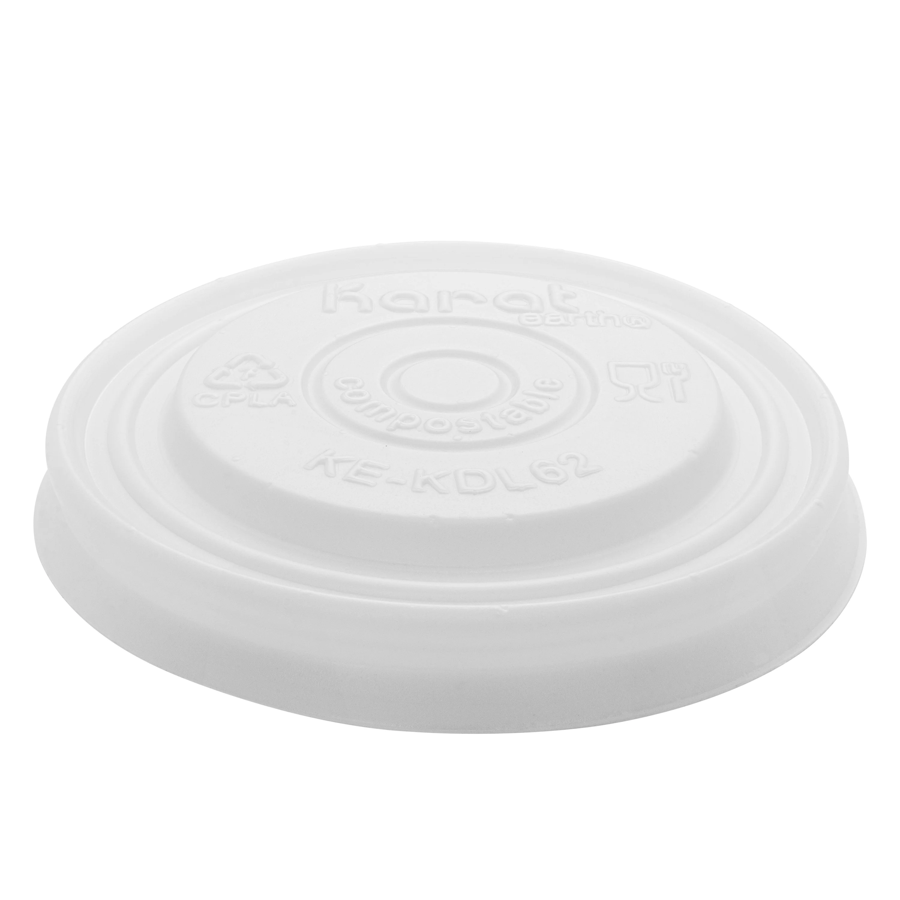 Karat Earth 62mm Compostable Flat Lid for 2 oz Eco-Friendly Paper Portion Cup - 2,000 pcs - Image 2