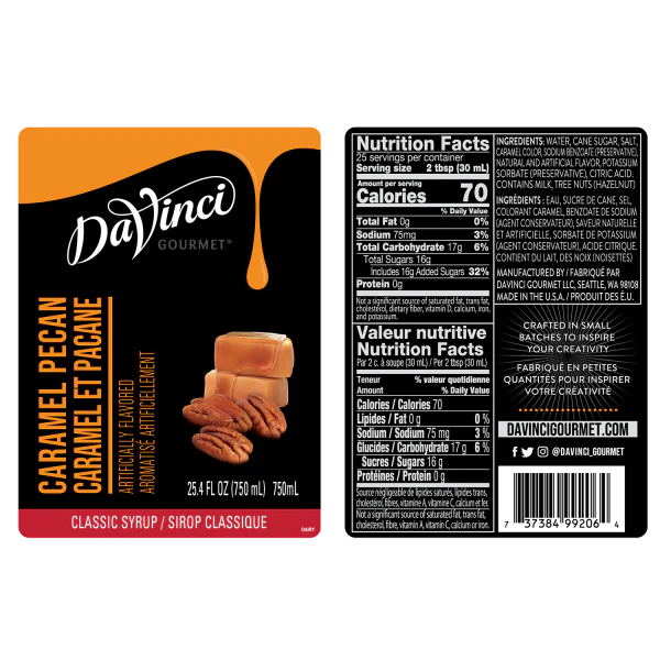 DaVinci Classic Caramel Pecan Syrup - Bottle (750mL) - Image 2