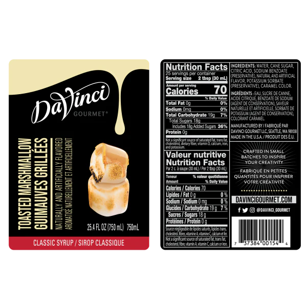 DaVinci Classic Toasted Marshmallow Syrup - Bottle (750mL) - Image 2