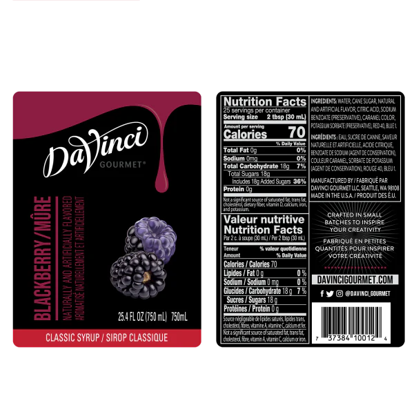 DaVinci Gourmet Blackberry Syrup - Bottle (750mL) - Image 2