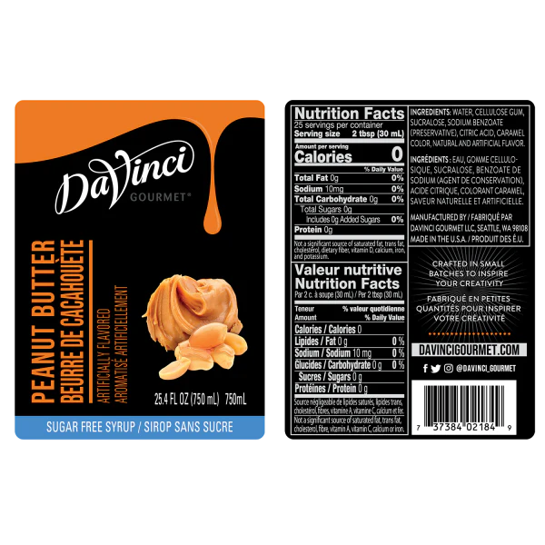 DaVinci Sugar Free Peanut Butter Syrup - Bottle (750mL) - Image 2