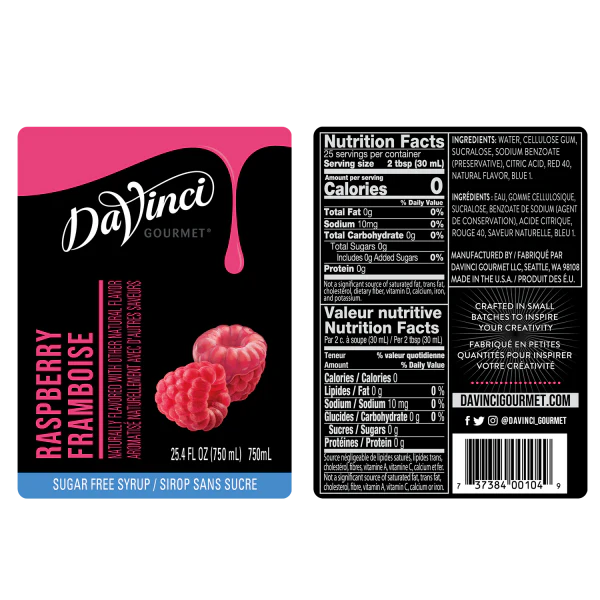 DaVinci Sugar Free Raspberry Syrup - Bottle (750mL) - Image 2