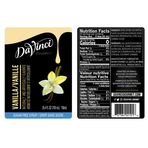 DaVinci Sugar Free Vanilla Syrup - Bottle (750mL) - Image 2