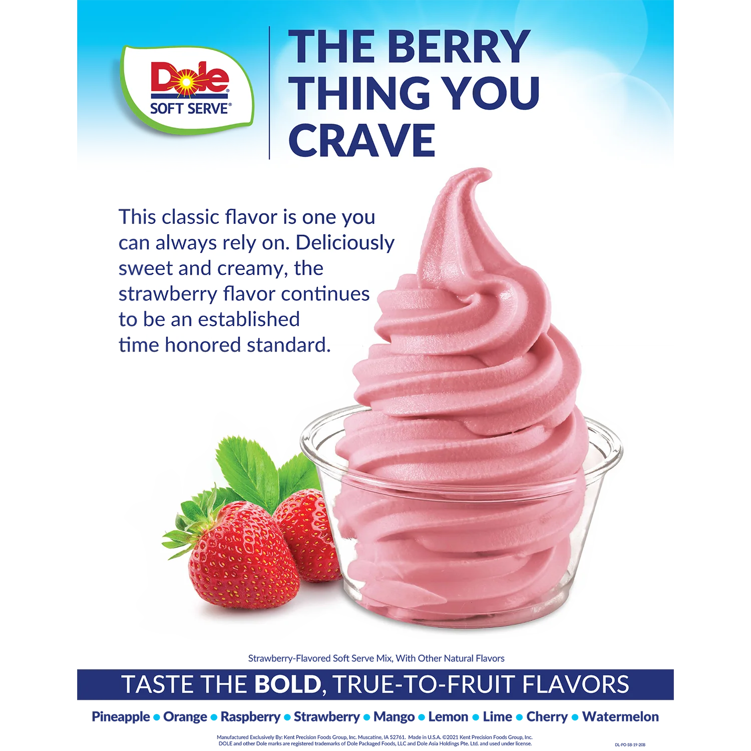 Dole Soft Serve Mix - Strawberry - Bag (4.4 lbs)