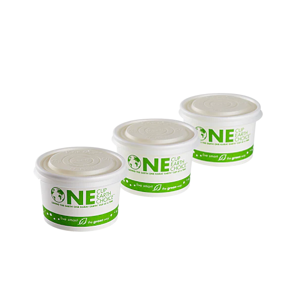 Karat Earth 75.3mm Flat Lid for 4oz Compostable Paper Food Container & Paper Portion Cups - 1,000 pcs - Image 5