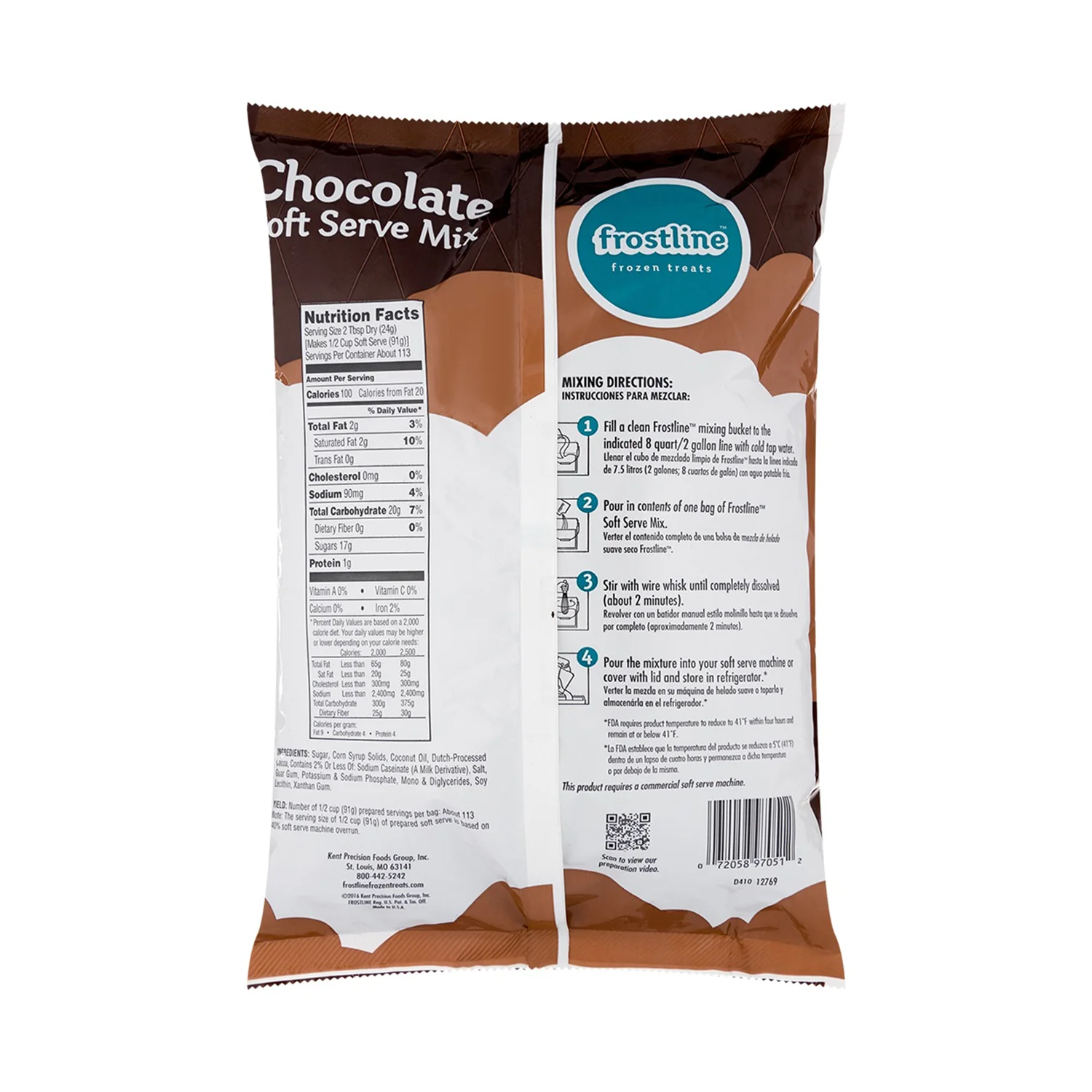 Frostline Chocolate Soft Serve Mix - Bag (6 lbs) - Image 2