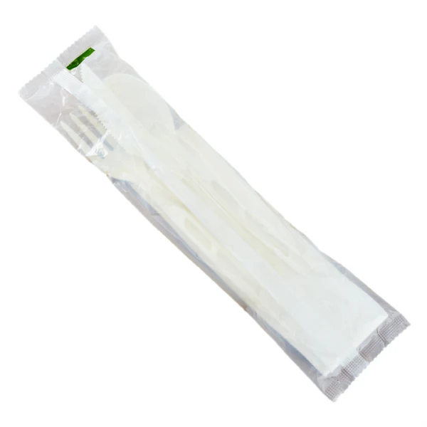 Karat Earth Heavy-Weight CPLA Compostable Cutlery Kits (Knife, Fork, Tea Spoon, 2-ply Napkin), White - 250 kits - Image 5