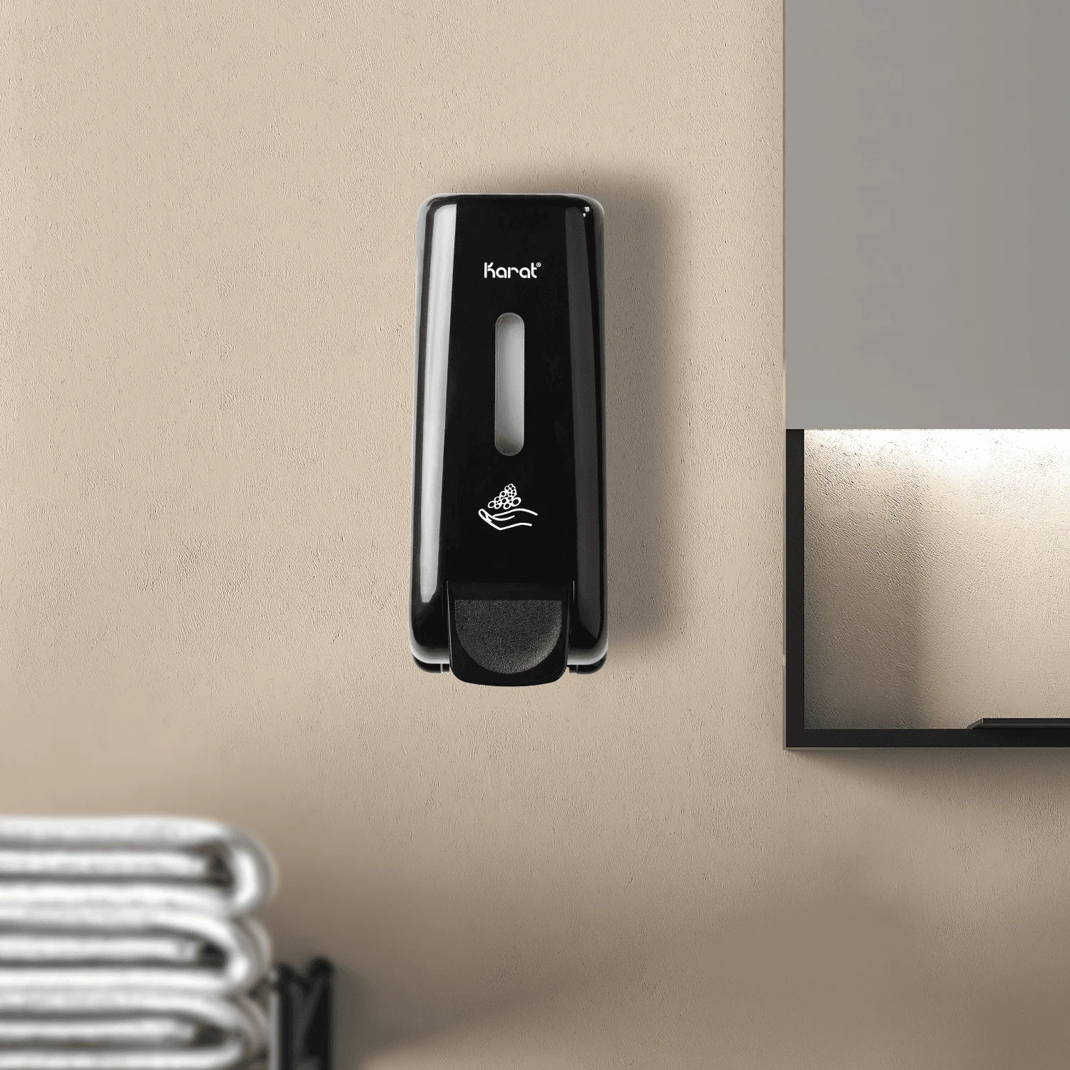 13.5oz Foaming Hand Soap Refillable Dispenser, Stand/Wall Mount, Black - 1 unit