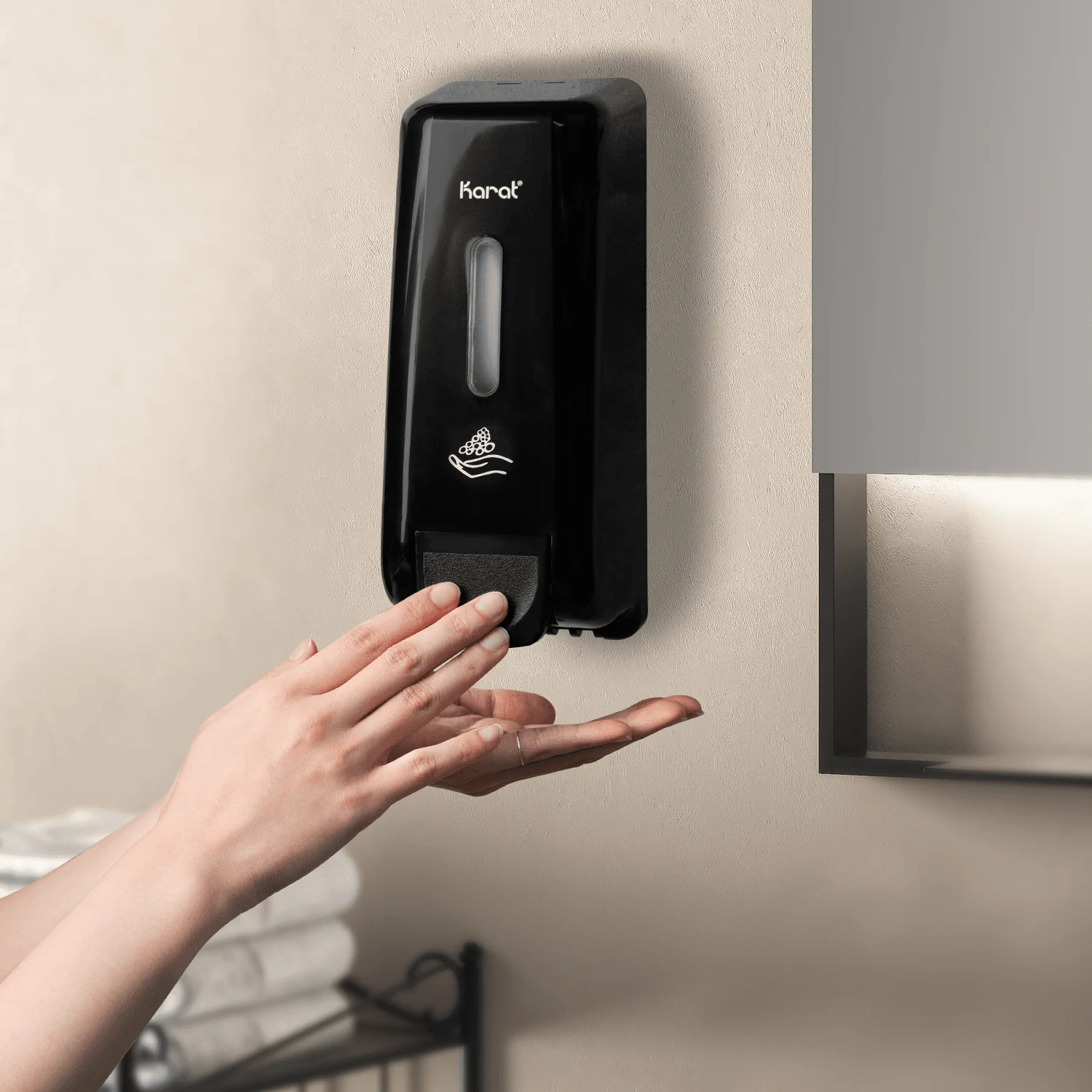 13.5oz Foaming Hand Soap Refillable Dispenser, Stand/Wall Mount, Black - 1 unit - Image 3