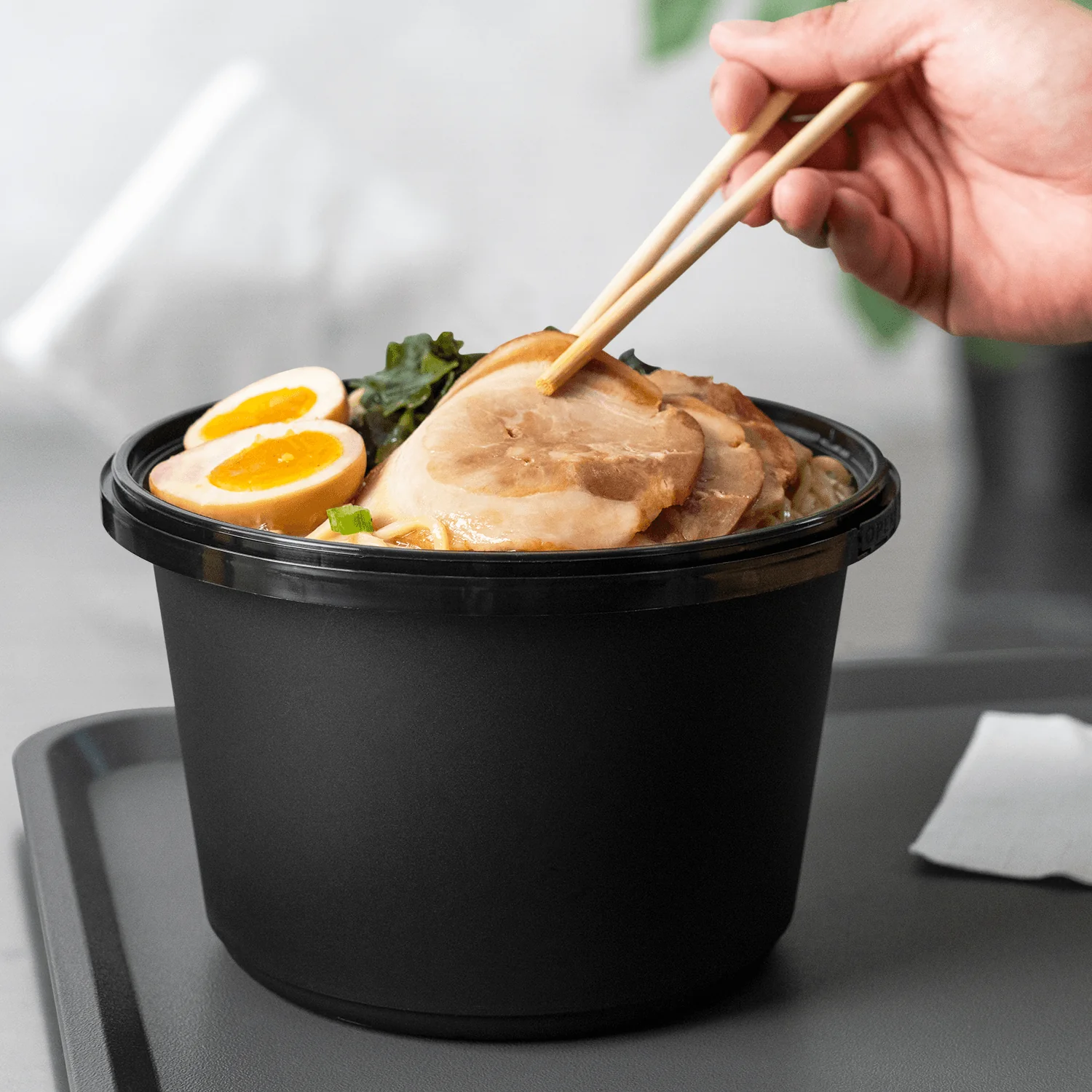 [150 sets] 60 oz PP Tamper Resistant Injection Molded Microwaveable Black Food Container w/Clear lid - Image 3