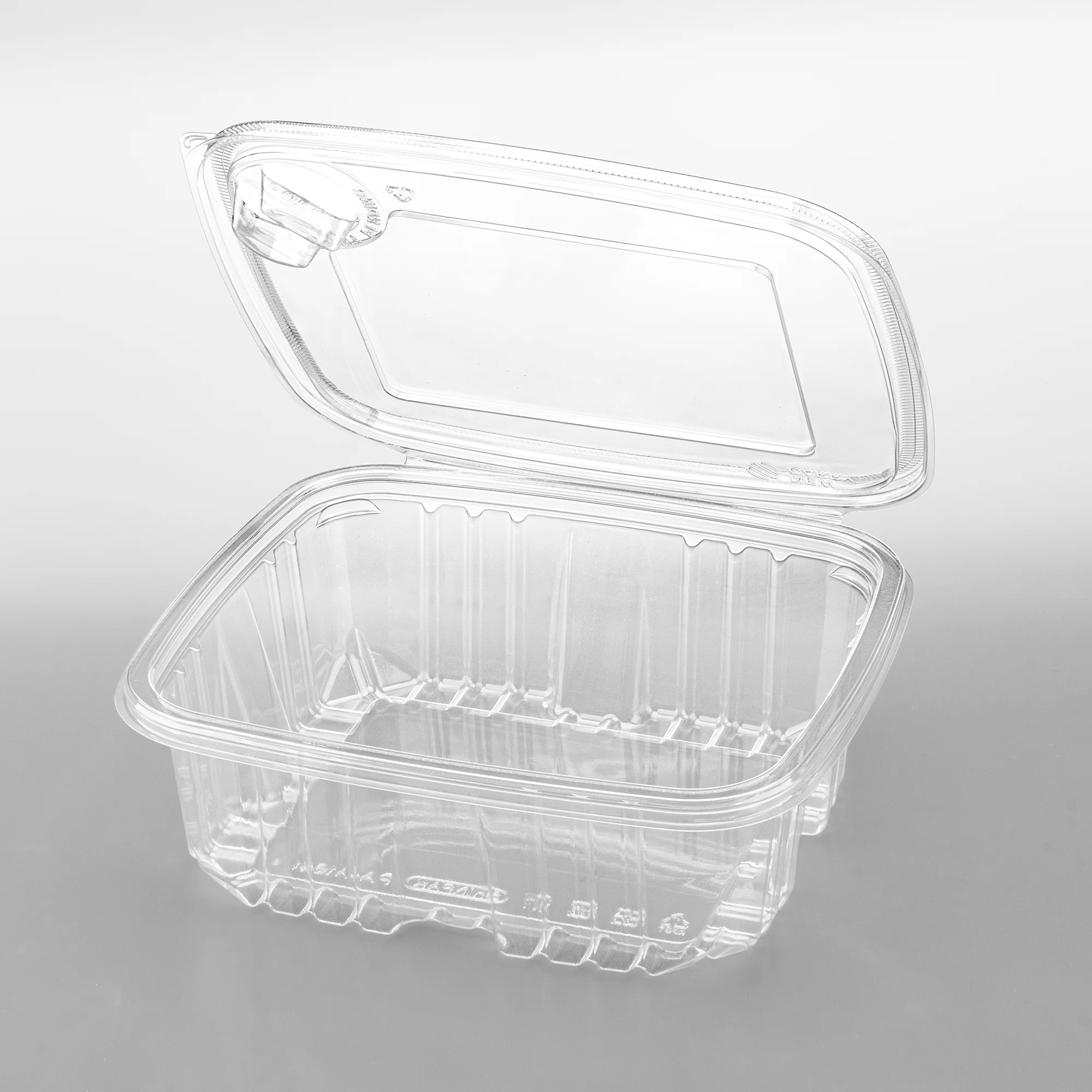 [150 sets] 64 oz PET Tamper Resistant Hinged Deli Containers w/Flat Lid - Image 2