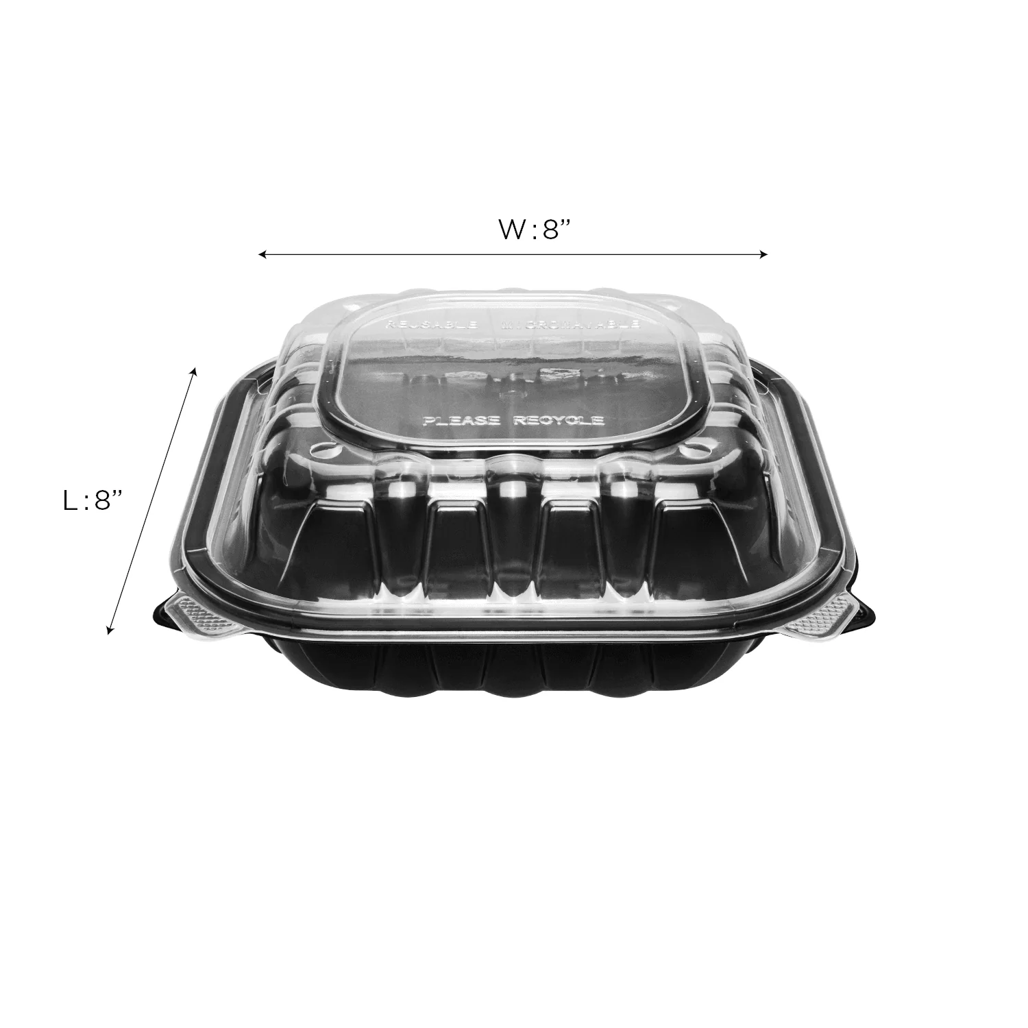 [150 ct] 8" x 8" 3-Comparment Premium PP Hinged Container - Image 6