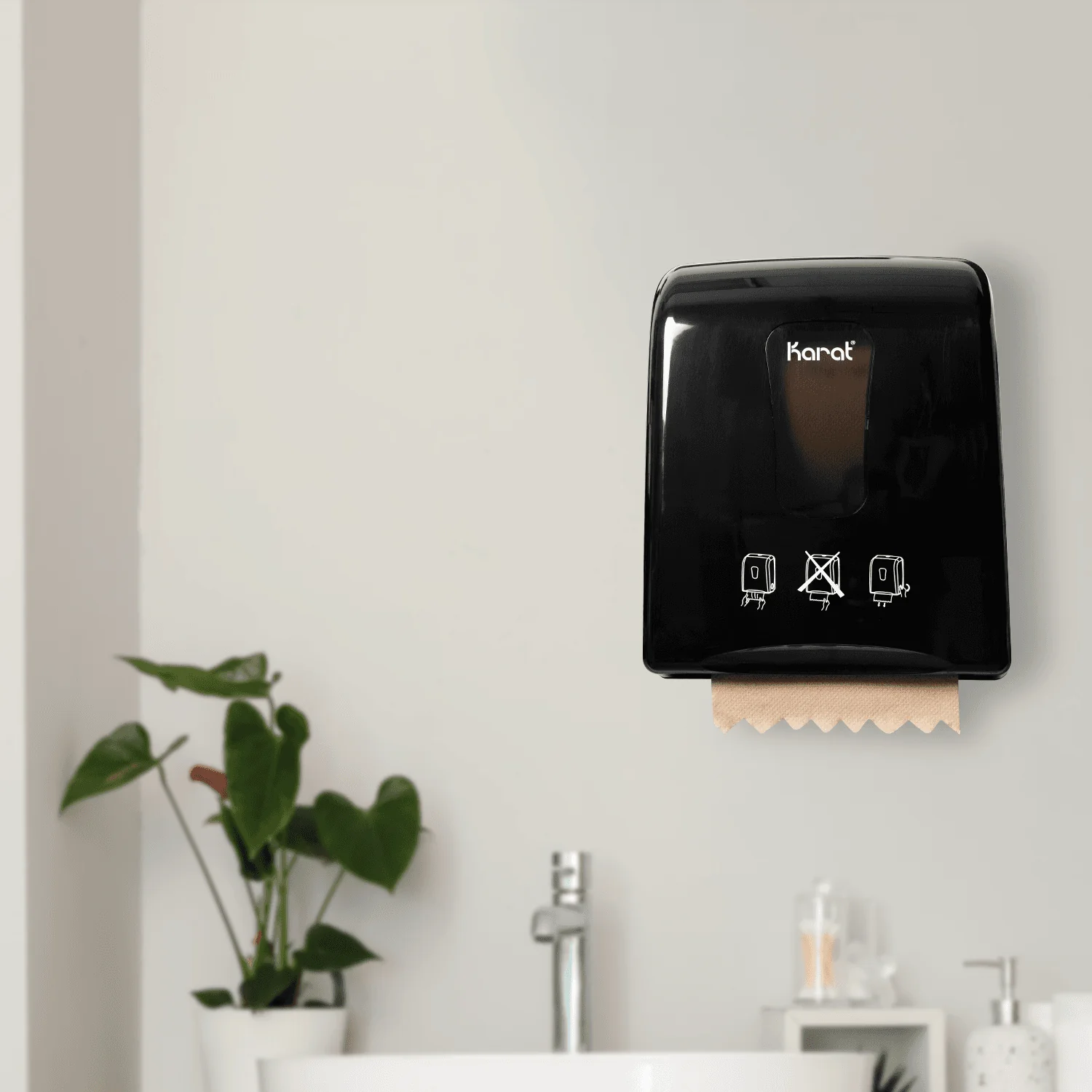 Auto-Cut Roll Towel Dispenser, Black - 1 unit