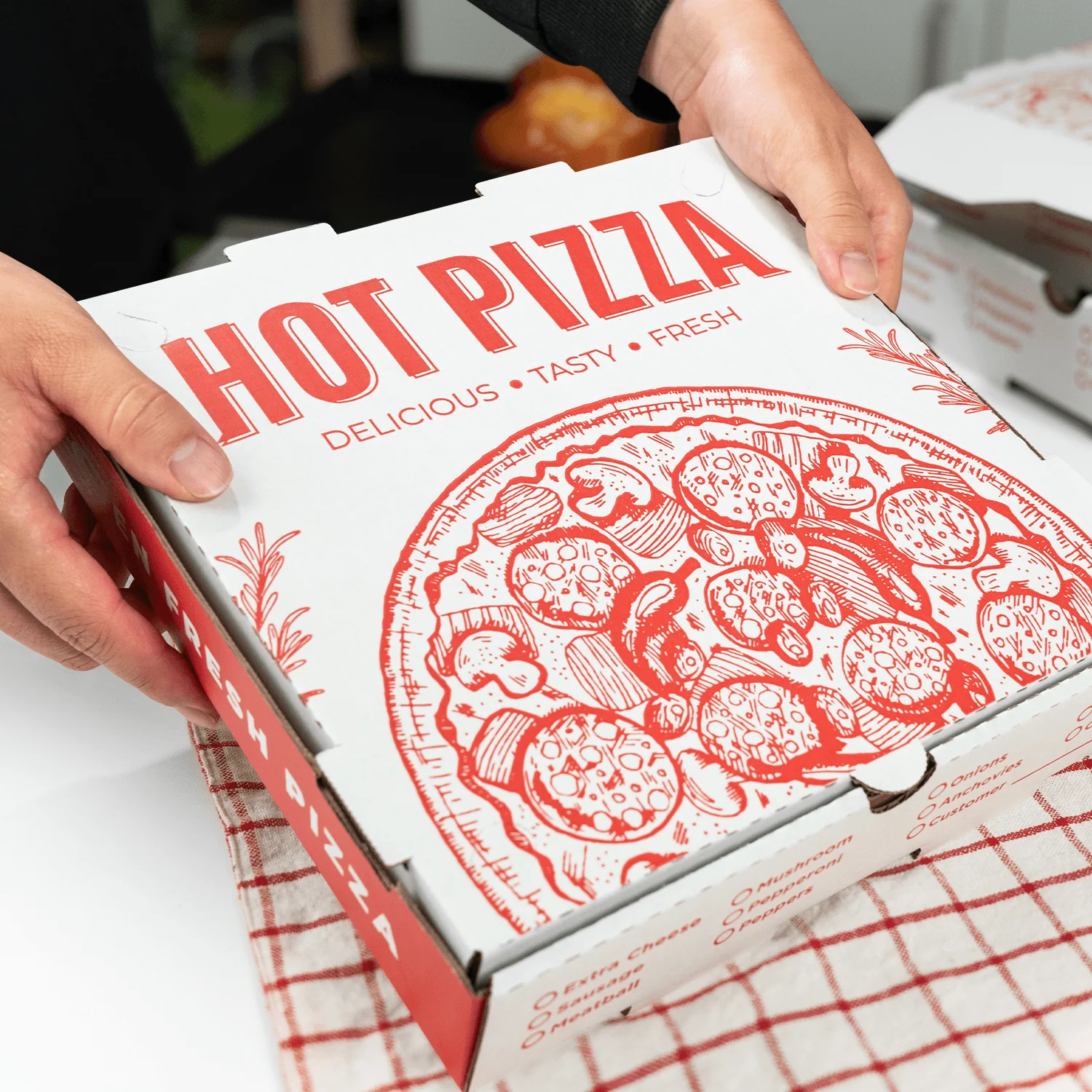 [50 ct] Corrugated Pizza Box, 10''x10''x2'', Generic Print - Image 3