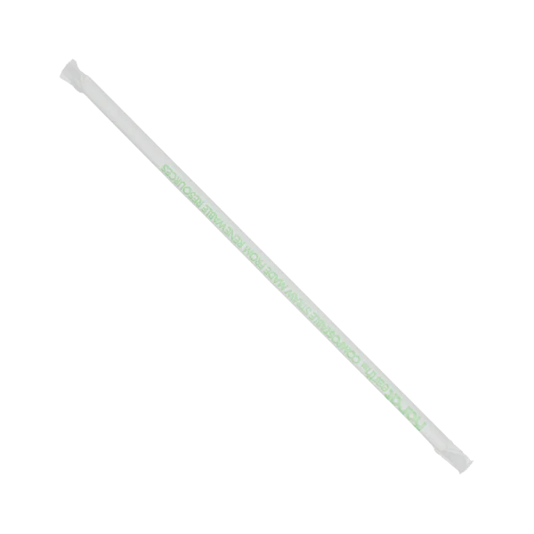 Karat Earth 10.25" Giant PLA Straw (7mm) Paper Wrapped, Clear - 1,200 pcs - Image 2