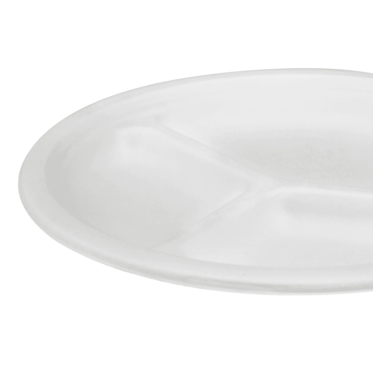 Karat Earth 3 Compartments, 10'' Molded Fiber Round Plates, PFAS Free, White - 500 pcs - Image 6