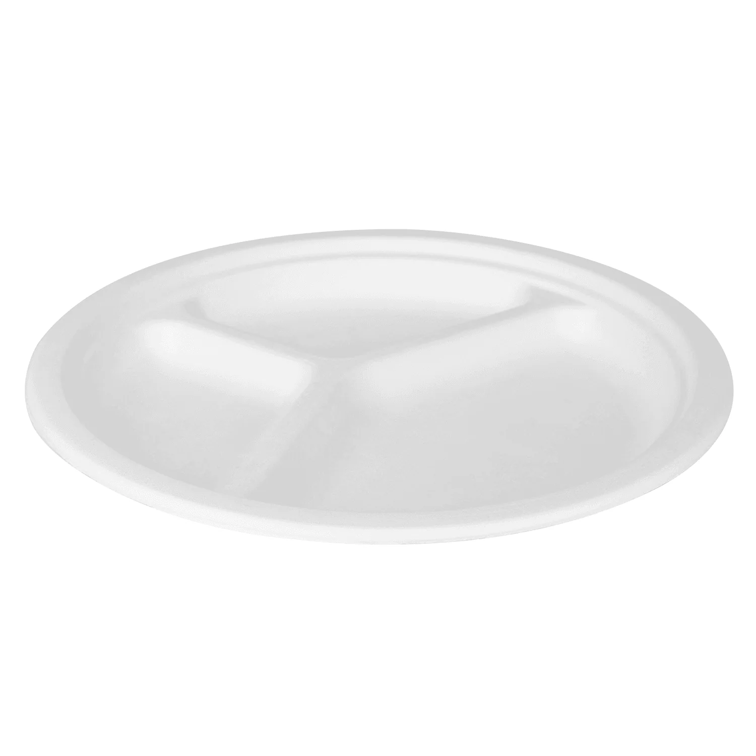 Karat Earth 3 Compartments, 10'' Molded Fiber Round Plates, PFAS Free, White - 500 pcs - Image 7