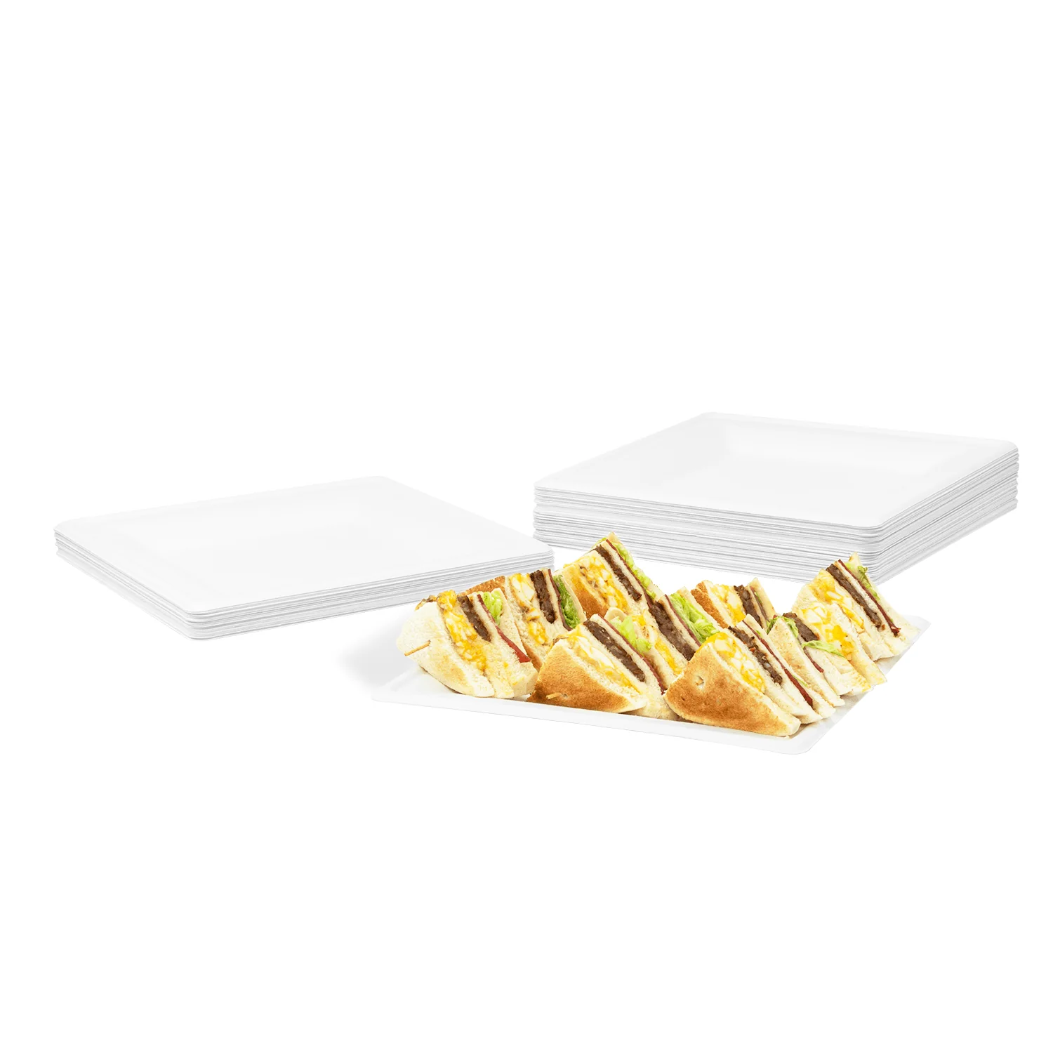 Karat Earth 10”x 10” Molded Fiber Square Plates, PFAS Free, White - 500 pcs - Image 2