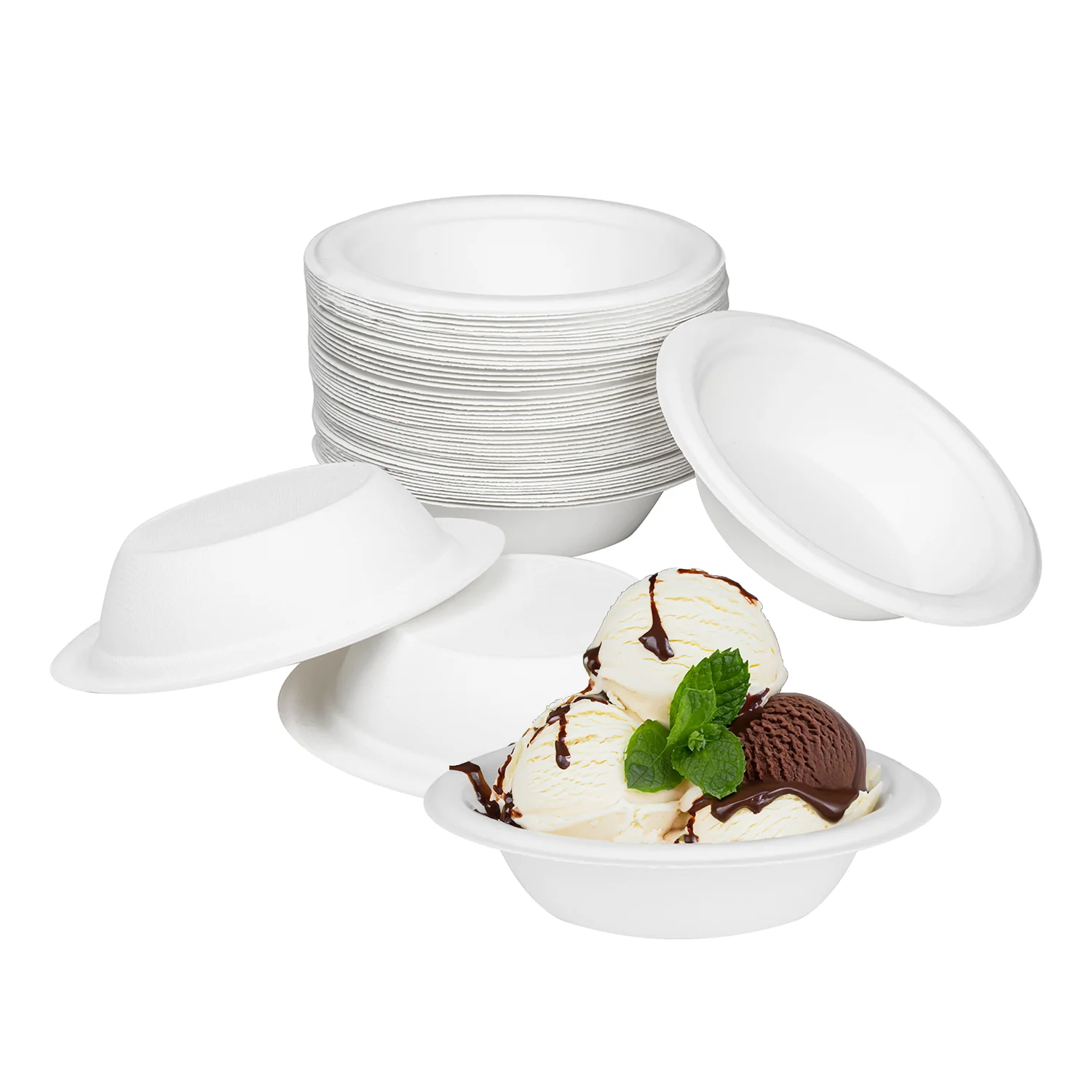 Karat Earth 12oz Molded Fiber Round Bowl, PFAS Free, White - 1,000 pcs - Image 2